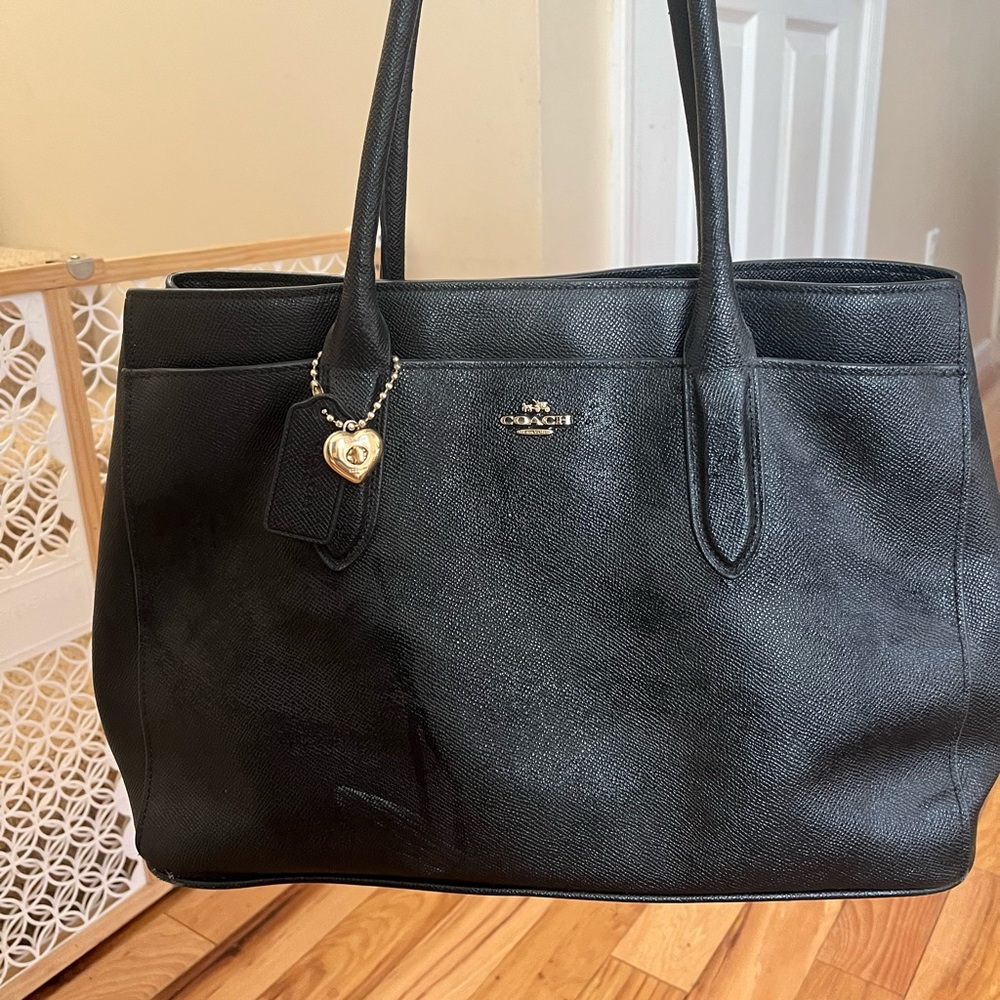 Coach Black Leather Tote Bag